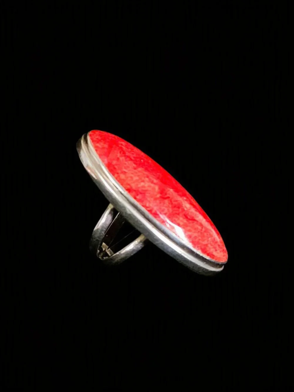 VTG 80s Sterling Silver 925 Oversized Red Coral Statement Ring 10.6g Size 7